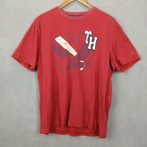 Tommy Hilfiger T-Shirt Mens M Red Eagle Crest Graphic Cotton Casual Crew Neck